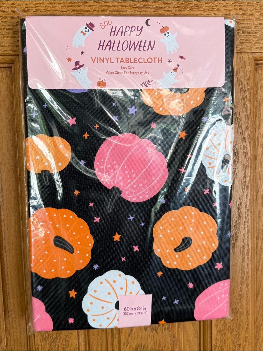 Cute Halloween Pumpkin Tablecloth Black Vinyl
60×84 rectangular Washable